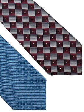 Lot of 2 Arrow Gray/Red & Blue Silk Ties Neckties 3.5 x 60